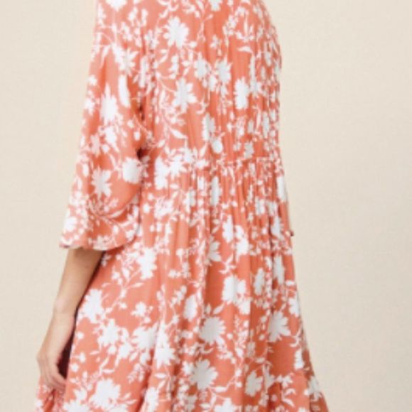 Coral Floral Dress - Picture 5 of 5